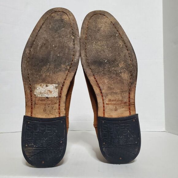 Superdry Tan Suede Chelsea Boots Size 10 Pull On Stretch Mens - Picture 15 of 16